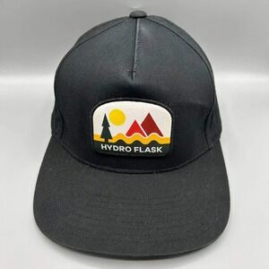 Hydro Flask Hat Men Black Embroidered Snap Back Cap Cotton